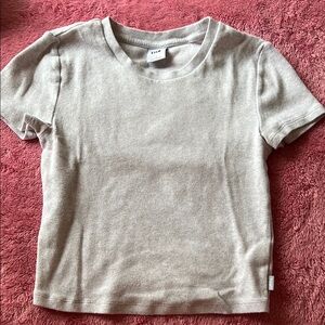 Aritzia TNA Grey Ribbed Crop Tee Small